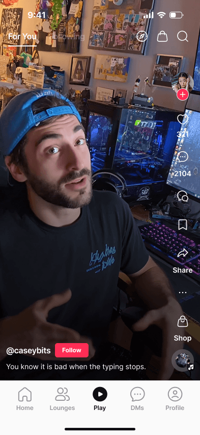 Play product screen
