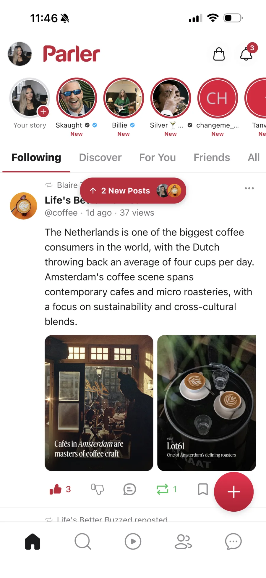 Parler social home screen