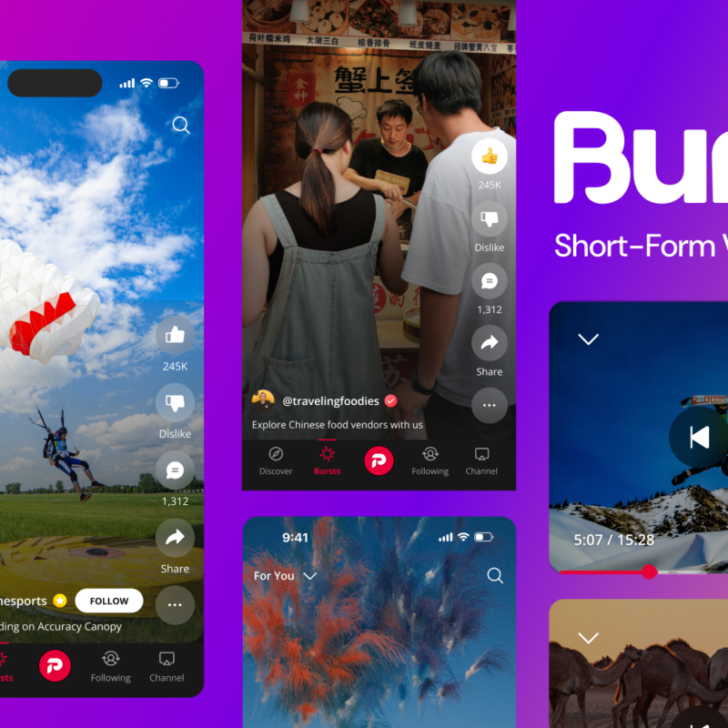 Burst for short-form video content creation on PlayTV.